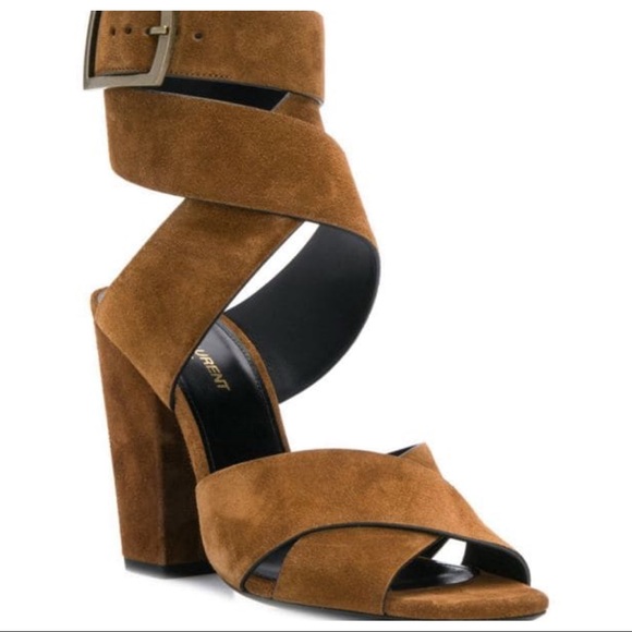 Saint Laurent Suede Crossover Strap Sandals 34 44 - Picture 3 of 8
